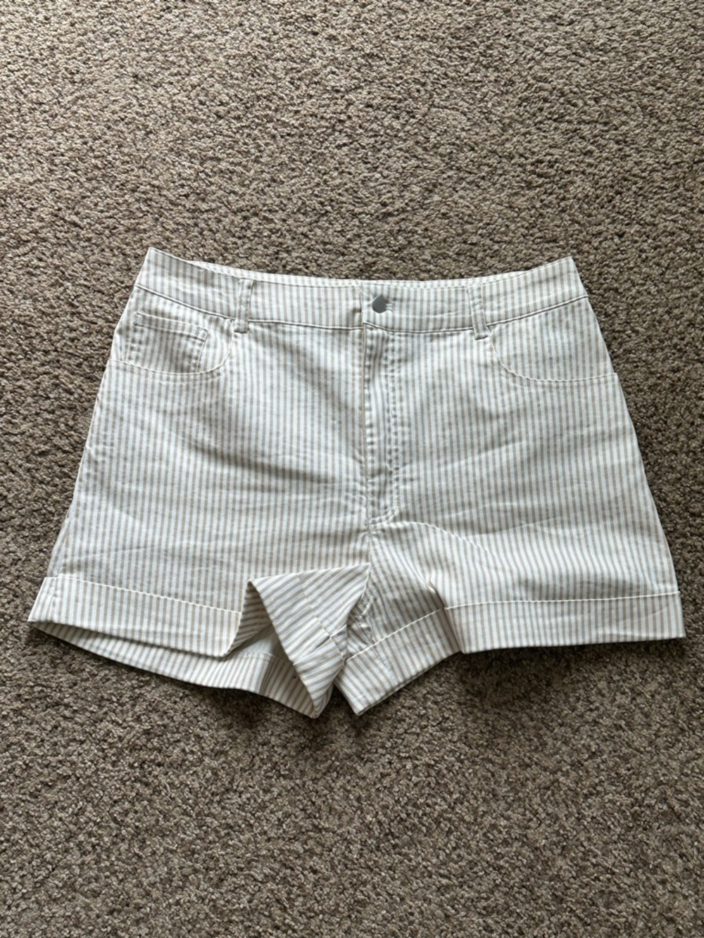 Harper Cream and White Striped Shorts